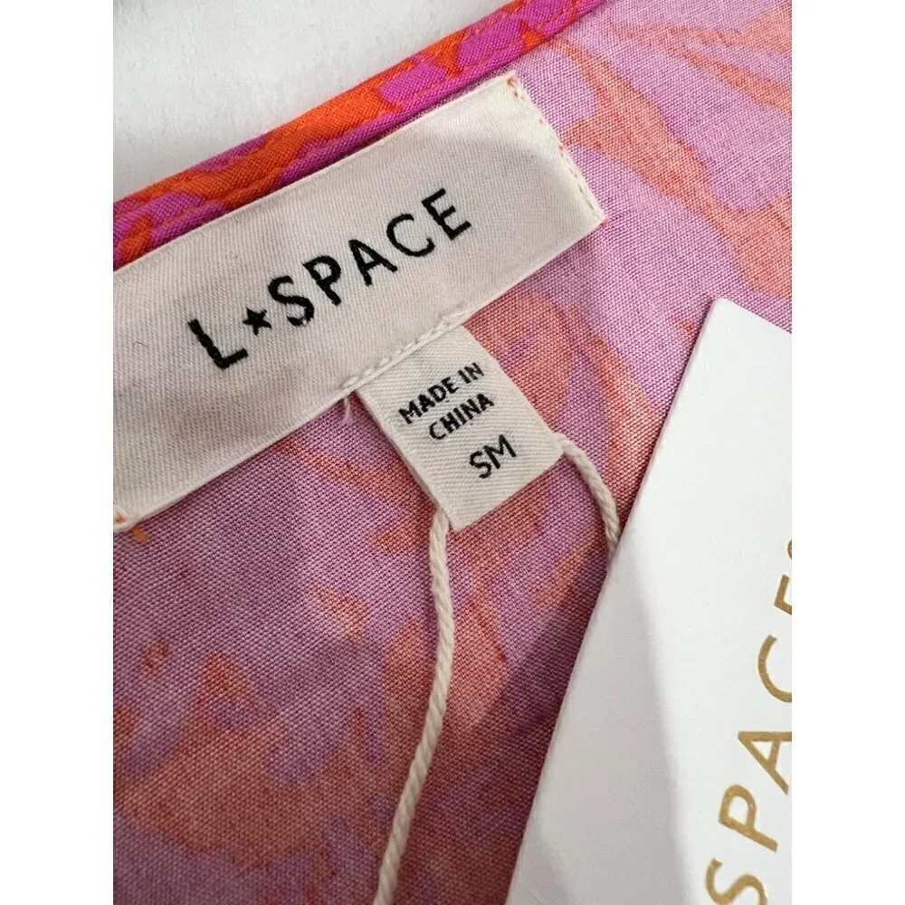 New L Space Size SM Kristy Long Sleeve Faux-Wrap Cover-Up Dress Path To Paradise